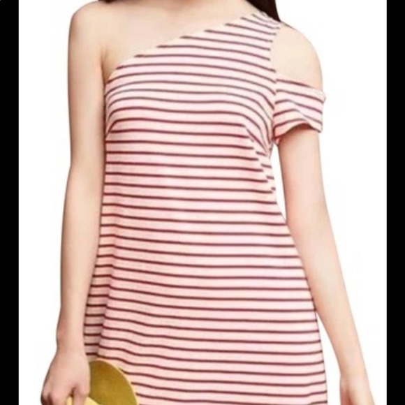 Maeve | Marketa Off Shoulder Red Striped Short Casual Dress Anthro size XS - Picture 1 of 6